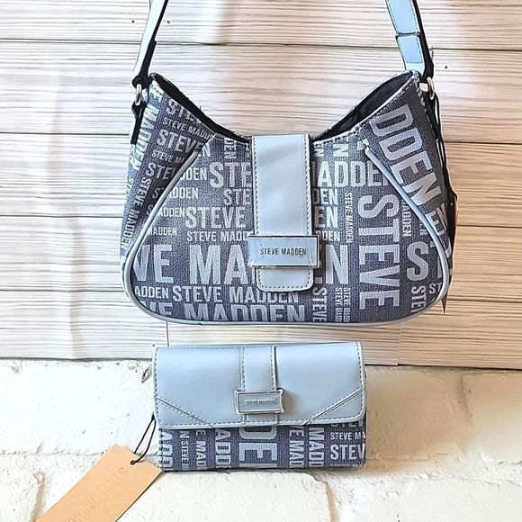NWT STEVE MADDEN HAYES & LARK BLUE DENIM MULTI PURSE AND WALLET SET SHOULDER BAG - Picture 3 of 7